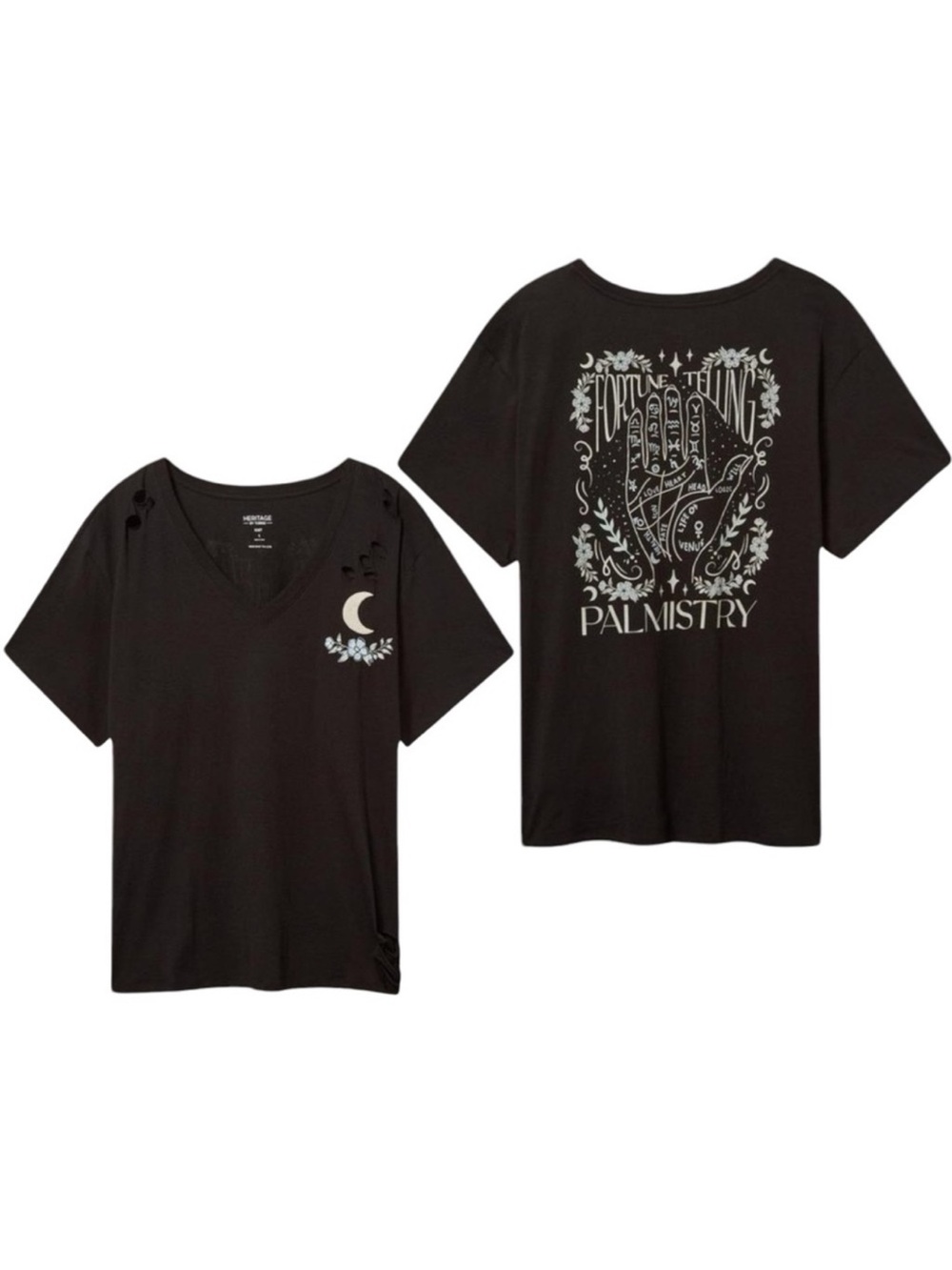 Nwt Torrid Distressed Black Fortune Telling Graphic T-Shirt Plus size 0